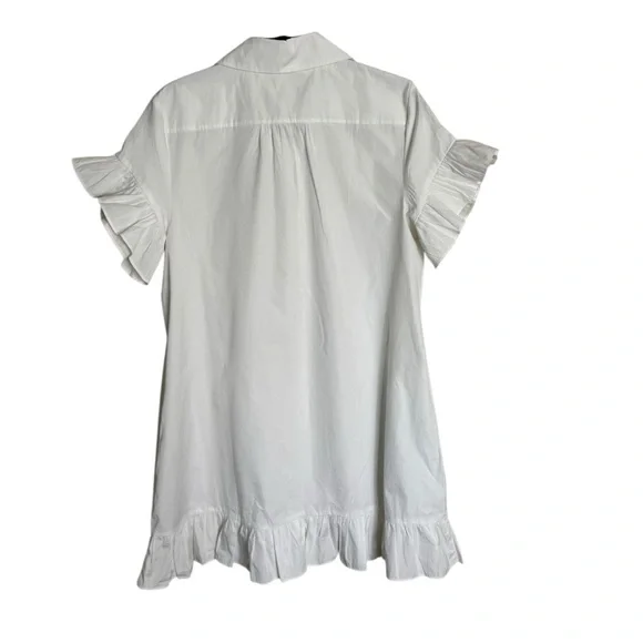 NWT J. Crew Amelia Ruffle Hem Shirt Dress S White Poplin BR461 size Small - Picture 3 of 9